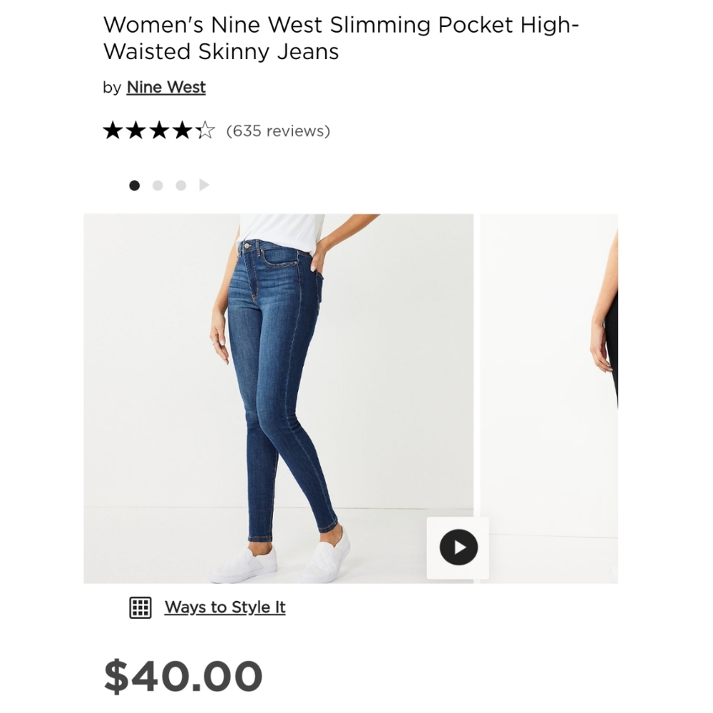 Nine West Slimming Pocket High-Waisted Skinny Jeans - Size 10